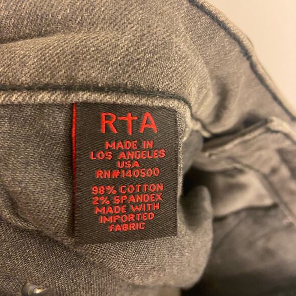 RtA Road to Awe Double Back Zip Jeans Perfect Grey Size 27 - Picture 10 of 11